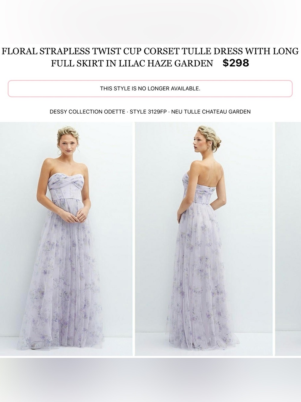 After Six Lilac Floral Strapless Twist-Cup Tulle Gown